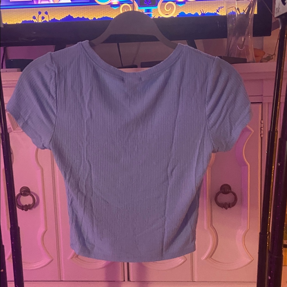 Blue Ribbed Women's Top - Picture 2 of 2
